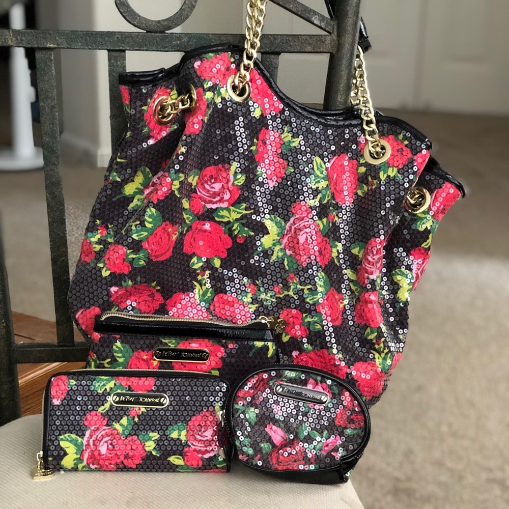Betsey Johnson shoulder bag and accessories
